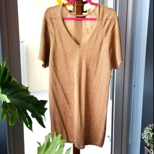 Victor Alfaro | Metallic Gold Sweater Dress